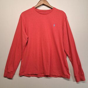Polo Ralph Lauren Mens Large Long Sleeve T Shirt Light Red Cotton Pony Logo